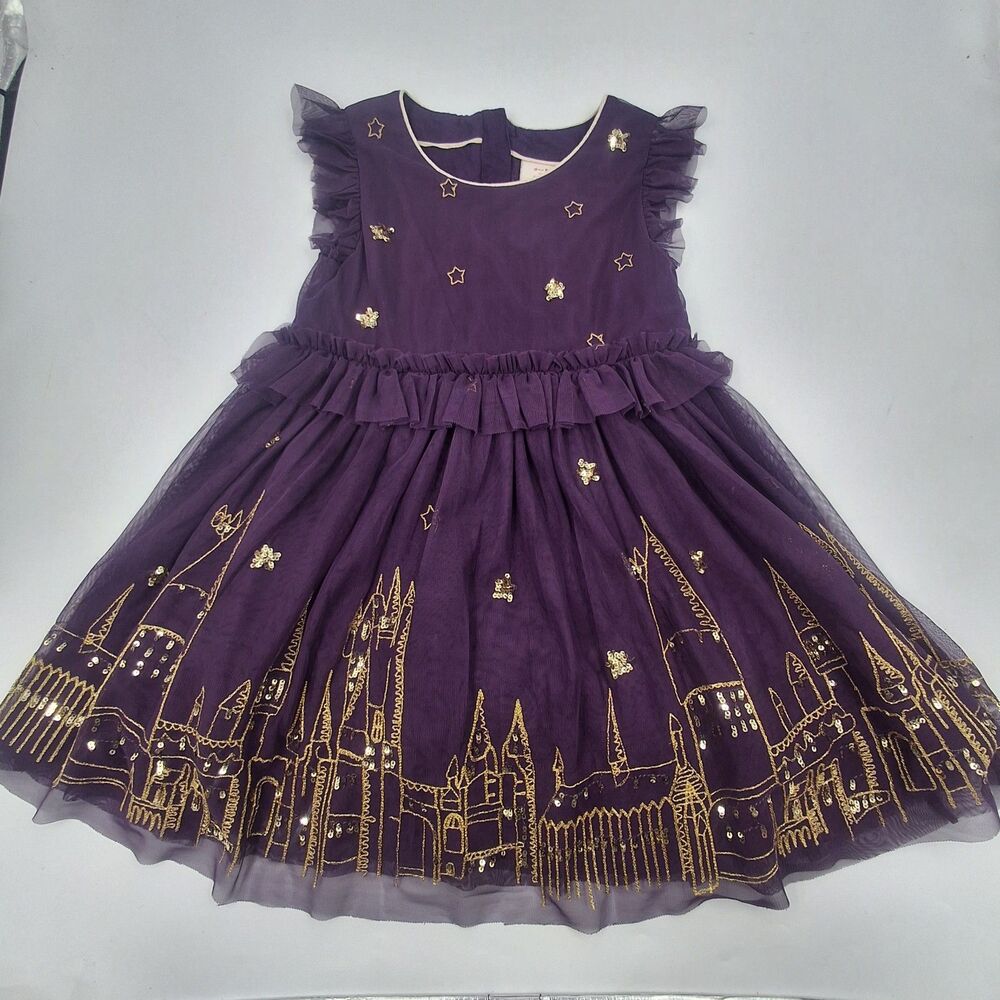 Mini Boden Harry Potter Enchanted Tulle Dress Girls 4-5 Embroidered Hogwarts